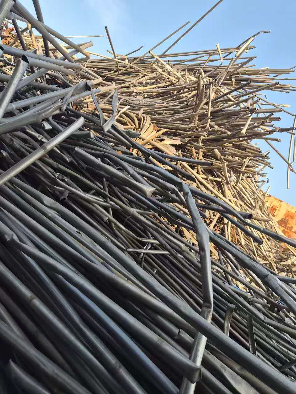 Titanium tube scrap pile